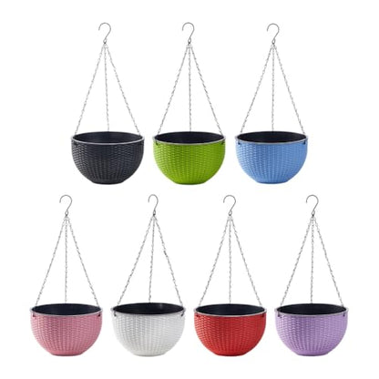Rattan Styles Hanging Planter, Resin Small Hanging Flower Pot | Kangnice Rattan Styles Hanging Planter, Resin Small Hanging Flower Pot - color: Black
