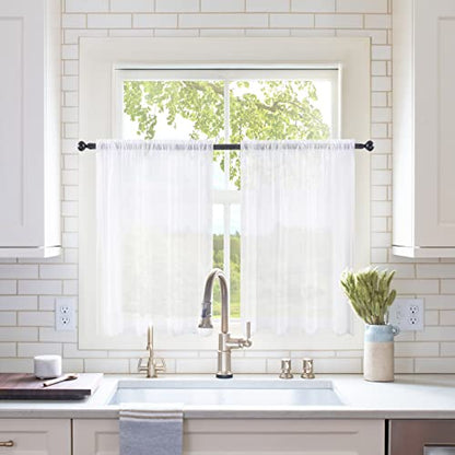 MIULEE 2 Panels Kitchen Tiers Half Window Sheer Curtains 29 X 40 Inch White | Half Window Sheer Curtains, Rod Pocket, Voile Drapes, Kitchen, Bathroom, Small Windows, Tiers - color: White, size: 29"W x 40"L (Pack of 2)