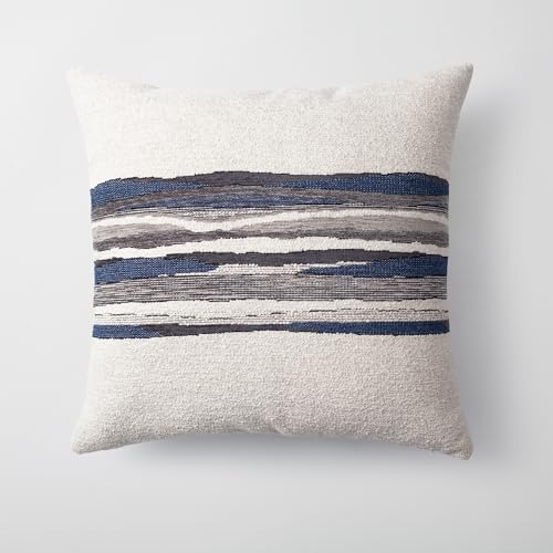 Throw Pillow Covers 20x20 Inch, Pack of 1 Textured Linen Blend with Woven Stripe, Decorative Throw Pillow Case for Couch Sofa, Elegant Design, Combos, Navy Blue 20x20 Inch - color: Navy Blue, size: 20" x 20" (Pack of 1)