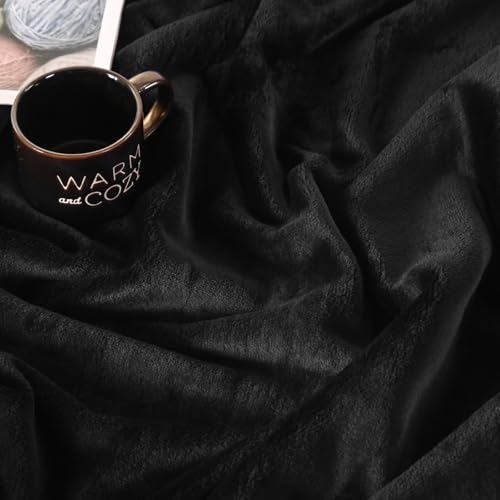 TASTHROW Black Throw Blanket 50x60 Inches | Soft Plush Cozy Fleece Flannel Throw Blanket, Lightweight Warm Throws for Bed, Couch, Bedroom and Living Room, All Seasons - color: Black, size: 50"x60"