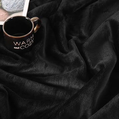 TASTHROW Black Throw Blanket 60x80 Inches | Soft Plush Cozy Fleece Flannel Throw Blanket, Lightweight Warm Throws for Bed, Couch, Bedroom and Living Room, All Seasons - color: Black, size: 60"x80"