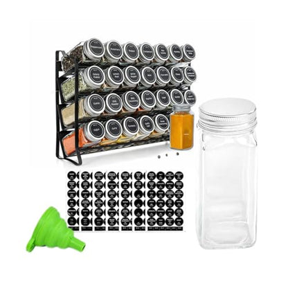 ELITE BAY-Spice Jar Rack Organizer– 4-Tier Organizer 28 Bottles,180 Labels, Funnel.