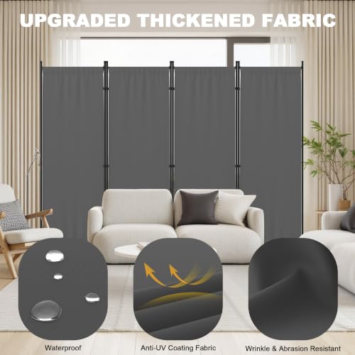 4 Panel Room Divider, 6FT Folding Privacy Screens(Grey, 4 Panel-88'') | Portable Partition Room Dividers, Freestanding Wall Divider for Office, Studio, Room Separation - color: Grey