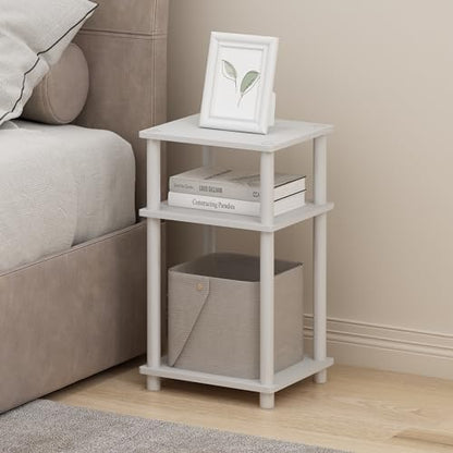 Furinno Just Turn-N-Tube Open Storage Nightstand, 1 Pack, 3-Tier, White/White - color: White/White, size: 1-Pack