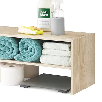 Whitmor Wood Stackable 2-Shelf Shoe Rack, White Oak, 24 inches，2 Pack - color: Light Brown, size: 24 INCH X2