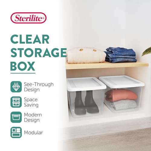Sterilite Storage Box, Stackable Clear Plastic Bins, 20 Quart, 8-Pack | Heavy-Duty Organizing Containers with Snap-On Lids for Closet, Bathroom, and Office - size: 20 Qt, style: 8 Pack