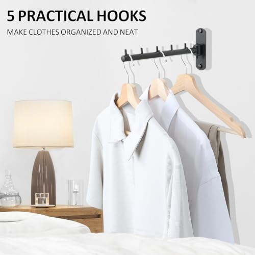 Mooche Swing Clothes Hanger Rack, Garment Racks 9.45" Long, Black | 180°Rotation Laundry Drying Rack 304 Stainless Steel Space Saving Wall Mounted for Laundry Room Bedroom Balcony - color: Black, size: 1 Pack