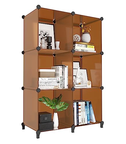 6-Cube Storage Organizer, Closet Organizer Storage Shelf Bookcase Bookshelf with Metal Hammer, Storage Cubes Organizer Cabinet for Kids, Closet, Bedroom, Bathroom, (11.8x11.8x11.8 inch) - color: Brown, size: 11.8 x 11.8 x 11.8 Inch