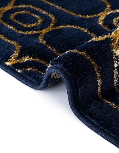 Rugs.com - Vogue Geo Rug – 5 Ft Runner Navy Blue and Gold Easy-Clean Stain-Resistant Rug – Modern Geometric Accent for Hallways, Entryways, and Bedrooms - color: Navy Blue and Gold, size: 2' x 5'1" (Runner)