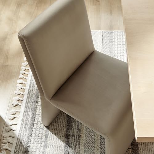Modway Emory Upholstered Dining Side Chair in Taupe - Single Armless Slipper Chair - Padded Performance Velvet Accent for Dining Room, Kitchen - color: Taupe