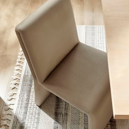Modway Emory Upholstered Dining Side Chair in Taupe - Single Armless Slipper Chair - Padded Performance Velvet Accent for Dining Room, Kitchen - color: Taupe