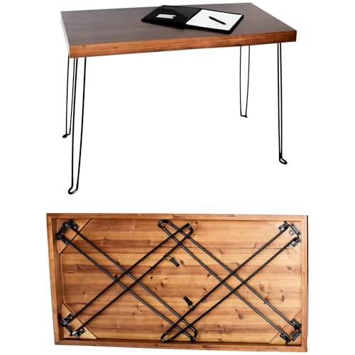 Wood Folding Table - The Portland Lightweight Portable Desk | Small Wooden Foldable Table, No Assembly Required - Light Weight Folding Desk for Small Spaces - color: Walnut, size: 43 x 22