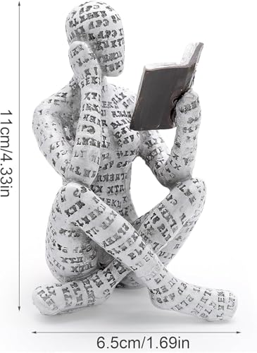 Reading Figurine Bookshelf Decor, Creative Abstract Thinker Statue, Home Office Modern Shelf Desk Book Decoration