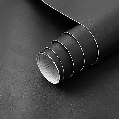 Arthome Black Peel & Stick Wallpaper, Matte Black Contact Paper, Self-Adhesive & Removable, Waterproof for Cabinets & Countertops - color: Black Matte, size: 17" x 393"