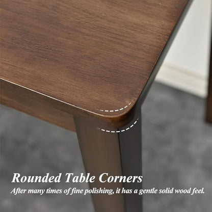 Solid Wood Computer Desk with Drawers, Modern Writing Desk for Home Office, Mid Century Modern Desk, Oak Study Table, 35.4x19.9x29.5 inches (Single Drawer), Walnut