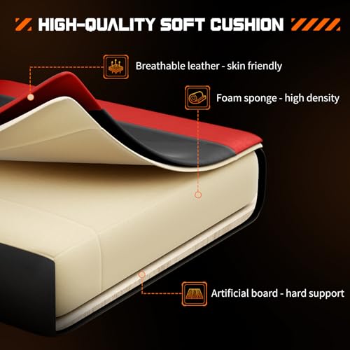 Sweetcrispy Gaming Chair, Ergonomic Computer Desk Chair, Lumbar Support | High Back PU Leather, Adjustable Headrest Footrest, Racing Video Office Home, Red - color: Pu Red
