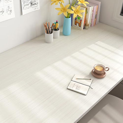 FunStick Thick Beige White Wood Contact Paper for Countertops Cabinets Waterproof Removable White Wood Wallpaper Peel and Stick Countertops Wood Grain Contact Paper for Desk Kitchen Drawers 12"x200" - size: 200" x 12"