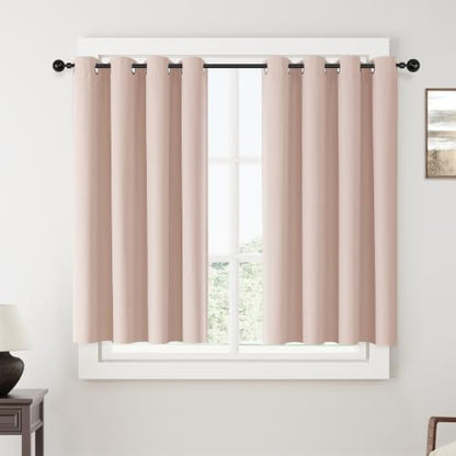 ChrisDowa Pink Blackout Curtains 45 Inches Long 2 Panels for Bedroom | Room Darkening,Light Blocking,Thermal Insulated,Faux Linen,Farmhouse,Grommet,Window Treatment,Drapes,Living Room,52x45 - color: Pink, size: 52"W x 45"L (Pack of 2)