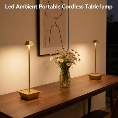 Rechargeable Table Lamps Battery Operated Lamp for Bedroom - color: T1005-Gold, size: 1pack