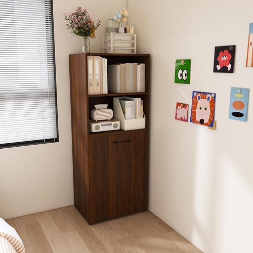 Foldable Office Desk, Fold Out Convertible Hidden Murphy Computer Desk with Storage Shelves, Multi-Function Folding Writing Table for for Small Spaces, Home Office (Walnut) - color: Walnut-a