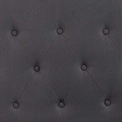 EMMA + OLIVER Arched Button Tufted Queen Size Headboard in Dark Gray Fabric - color: Dark Gray, size: Queen