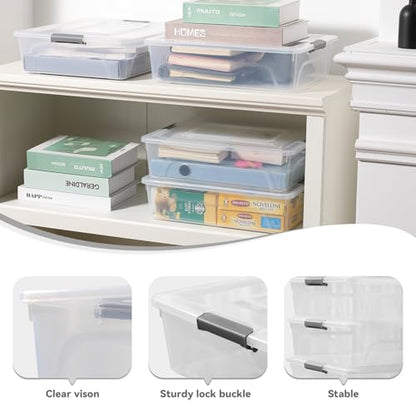 4 Pack 10QT Clear Plastic Storage Bins with Lids Stackable Storage Box for Crafts, Supplies Clear File Box Plastic Container Bins for Organizing (Large 4Pack) - size: Large 4Pack
