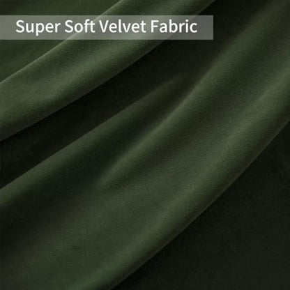 Joydeco Dark Olive Velvet Curtains 63 inch Length 2 Panels, Luxury Blackout Rod Pocket Thermal Insulated Window Curtains, Super Soft Room Darkening Drapes for Living Room Bedroom,W52 x L63 inches - color: Rod Pocket | Dark Olive Green, size: 52"W x 63"L (