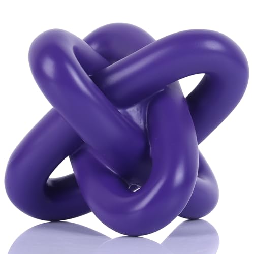 DOVDOV Purple Knot Sculpture, Triple Knot Statue, Purple Home Decor, Perfect for accenting Rustic-Style Coffee Tables, Living Room TV Stands, Dining Tables, and entryway Shelves. - color: Purple