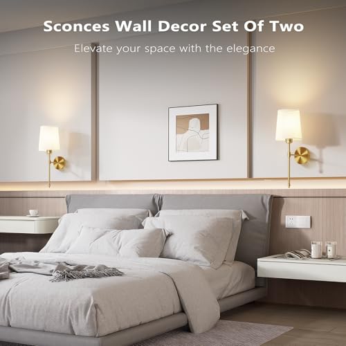 Battery Operated Wall Sconces Set of 2, Wireless Rechargeable Dimmable Wall Light with 5600mAh RGB Bulb and Remote for Bedroom, Living Room, Hallway, Gold, 19in - color: Gold, size: 19 Inch Set of 2