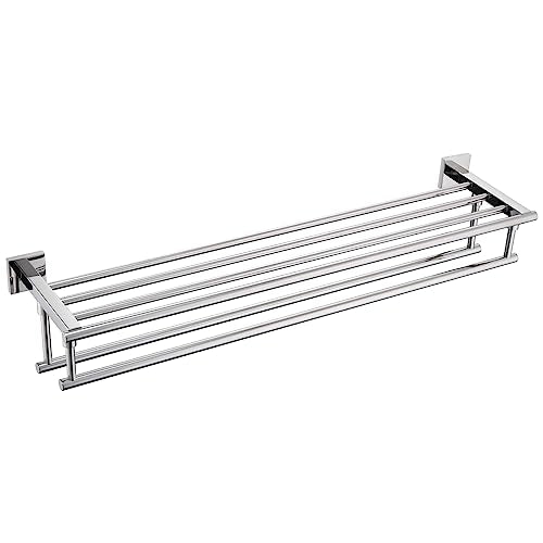 KOKOSIRI Bathroom Towel Rack Towel Holder 32 Inches Bath Towel Shelf with Double Towel Bars Wall Mounted, Polished Chrome Stainless Steel B6005CH-L32 - color: Polished Chrome, size: 32 Inch