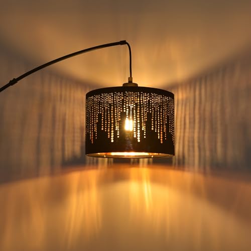 Dimmable Floor Lamp-3 Lights Arc Floor Lamps for Living Room,Modern Tall Standing Lamp With Black Drum Crystal Design Shades,Gothic Mid Century Tree Floor Lamp for Bedroom Corner,Bulbs Included - size: D