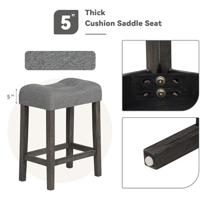 59" Counter Height Bar Table Set with Power Outlet, Industrial Breakfast Table with 3 Padded Stools, 4 Piece Bar Table and Chairs Set for Living Room, Dining Room, Dark Gray - color: O-dark Gray