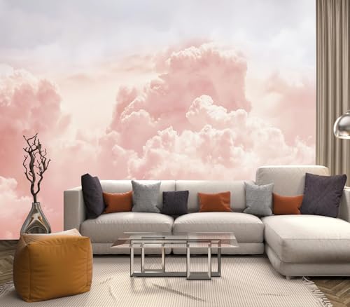 Eierme-Sun and Cloud Background with a Pastel Colored Mural Wallpaper Peel and Stick 160" x 114" - color: No.6, size: 160" x 114"