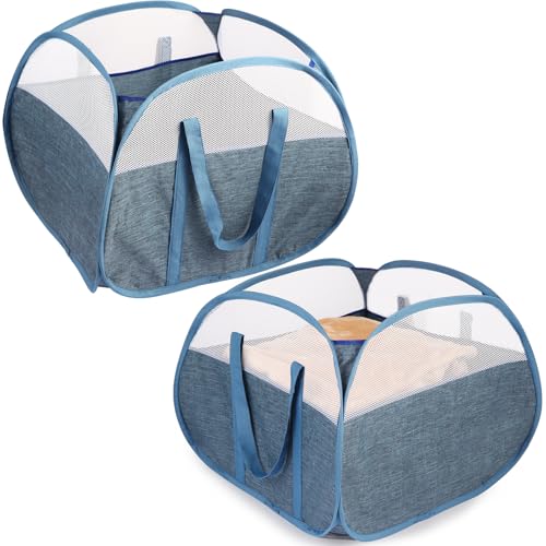 2 Pack Collapsible Laundry Baskets, 90L Large Foldable Laundry Basket, Pop Up Hampers for Laundry, Dirty Clothes Laundry Hamper for Bedroom, Bathroom, Dorm, Laundry Room, Travel or Camping Blue - color: 2xBlue