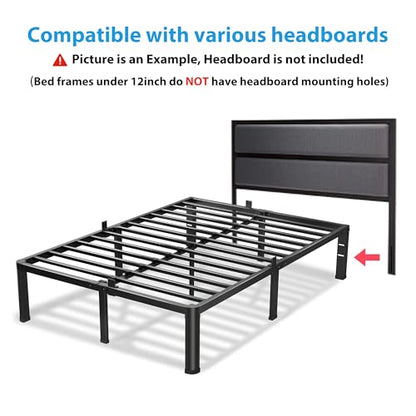 VIPSHOW 12 Inch Full Bed Frame with Round Corners No Box Spring Needed | 3500lbs Heavy Duty, Under bed storage, 4 mattress stoppers, Headboard holes, Noise-free, Easy assembly & rubber covers - size: Full, style: 12 Inch