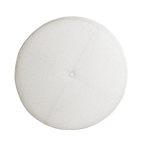 HomePop 24" Large Round Storage Ottoman - Cream Boucle - color: Cream Boucle