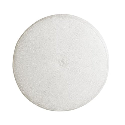 HomePop 24" Large Round Storage Ottoman - Cream Boucle - color: Cream Boucle