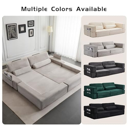 49" Foldable Modular Studio Couch, Space Saver Bed with High Density Foam, Sofa Individual with Creative Shape for Apartment Leisure Scenes, Light Grey - color: Light Grey