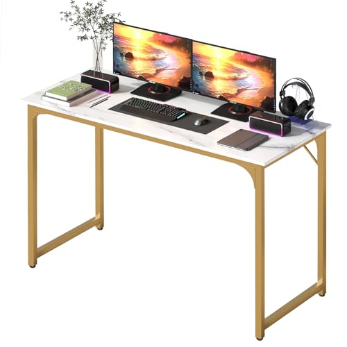 BestOffice Computer Desk,Home Office Desk, Modern Simple Style for Home Office Study Writing (Gold, 47 Inch) - color: Gold, size: 47 Inch