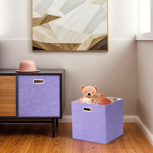 11" x 11" x 11" Linen Storage Cubes with Handles, Pack of 4 | Collapsible Fabric Bins for Home Organization, Suitable for Shelves, Closet, Wardrobe, Bedroom - size: 11 x 11 x 11 Inch
