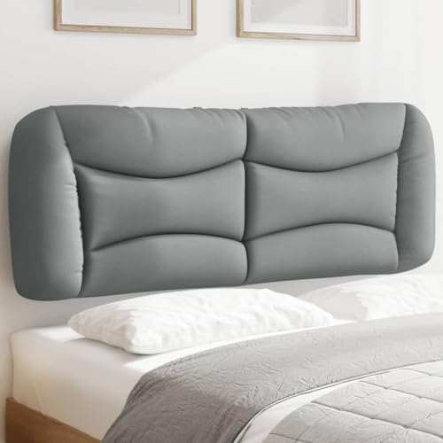 Wall Mounted Headboard Cushion, 53.9 Inch Light Gray 100% Polyester Upholstered Backrest Pillow with Wavy Striped Design, Breathable Padded Headboard for Reading in Bed - size: 53.9 in wide