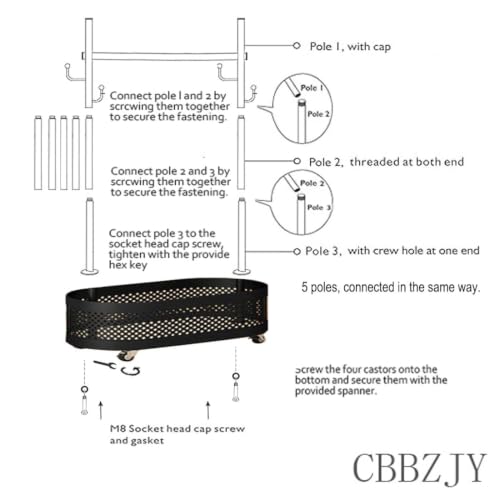 Black Wheeled Cactus Metal Coat Rack Freestanding Garment Organizer | Double Sided, Modern Style, Powder Coated, for Entryway and Bedroom, 24x14x66.93 Inches - color: Black