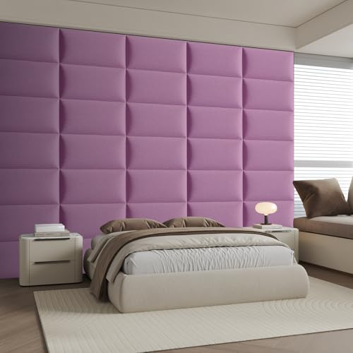 6-Piece Pink Linen Upholstered Headboard Twin Size Wall Mounted Fabric Headboard with Padded Panels, Soft for Small Space & Kids Room - color: Linen -Pink