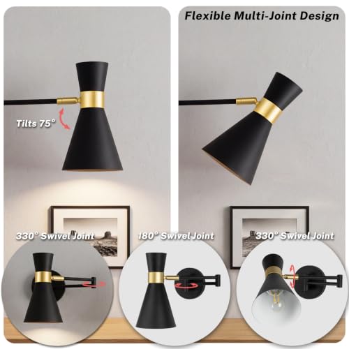OSYNNIQ Wall Sconce Light with Adjustable Swing Arm for Bedside Reading (Style 2) - size: STYLE 2