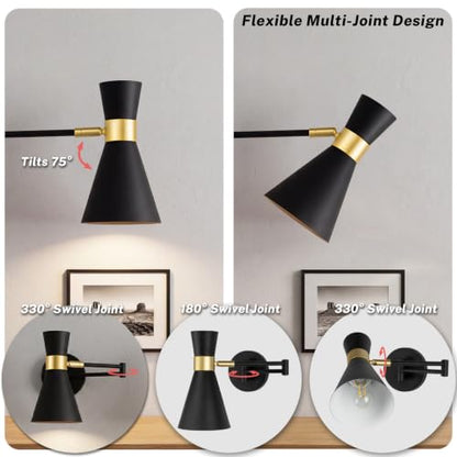 OSYNNIQ Wall Sconce Light with Adjustable Swing Arm for Bedside Reading (Style 2) - size: STYLE 2