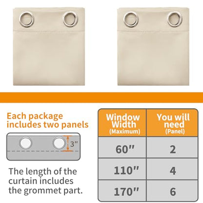 YoungsTex 100% Blackout Curtains 40 Inches Long, Thermal Insulated Black Out Drapes with Grommet Heavy Layer for Living Room Window, Champagne, 42 X 40 Inch, 2 Panels - color: Champagne, size: 42"W x 40"L (Pack of 2)
