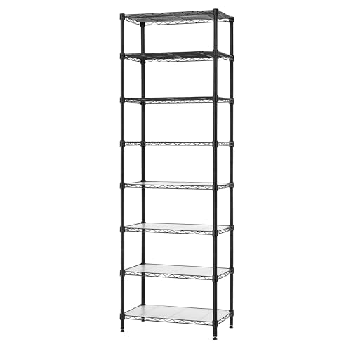 Finnhomy 8-Tier Wire Shelving Unit Adjustable Steel Wire Rack Shelving 8 Shelves Steel Storage Rack or Two 4-Tier Shelving Units with PE mat, Leveling Feet and Safety Device, NSF Certified, Black - color: Black, size: 72 Inches