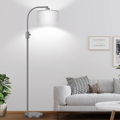 Nintiue Upgraded Modern Arc Dimmable Tall Standing Floor Lamp with Gray Shade, 1200 Lumens LED Bulb Included, for Living & Reading Room, Bedroom, Office & Nursery, Gray - color: Gray-Gray Shade