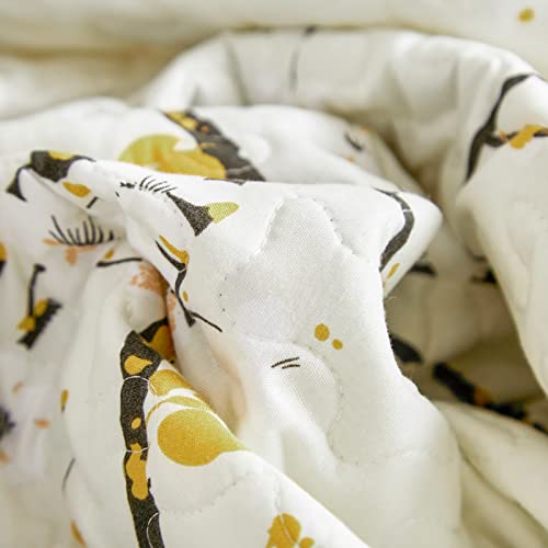 Quilt Set King Size Cream White with Black Branch Bedding Set 88x88 Soft Microfiber Lightweight Coverlet Bedspread Summer 3 Pc Bed Cover for (1 Quilt+ 2 Shams) - color: Cream, size: King(102x88)