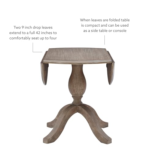Linon Home Decor Mauro Antique Rustic Brown Drop Leaf Small Dining Table with Pedestal Base - color: Antique Rustic Brown